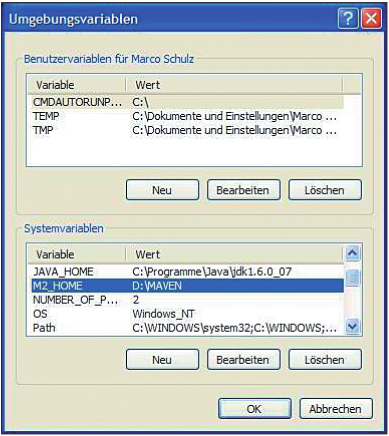 Einstellungen der Umgebungs­variablen unter Windows